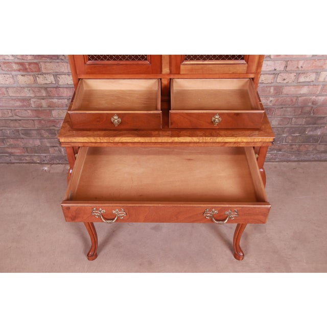 Baker Furniture French Provincial Cherry Wood Secretary Desk With Bookcase Hutch Chairish