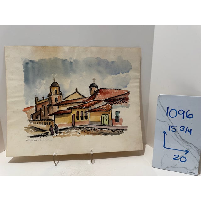 Paper Henry Emil Salloch Original Watercolor on Paper Patzcuaro Mexico, 1961. For Sale - Image 7 of 7