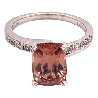 Diamond Zircon Ring 14k White Gold Large 4.45 TCW Women Certified, Size 6.5 For Sale