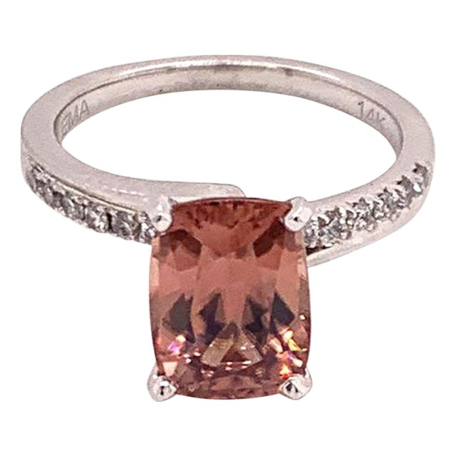 Diamond Zircon Ring 14k White Gold Large 4.45 TCW Women Certified, Size 6.5 For Sale