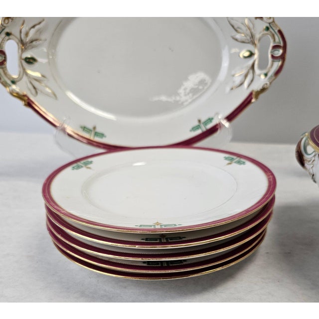 Antique Richard Briggs Boston Neoclassical Dessert Service With Gold Gilt Eight-Piece Set This refined eight-piece...