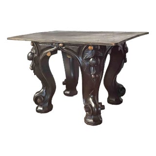 Antique Side Table With Hand Carved Ornate Legs For Sale