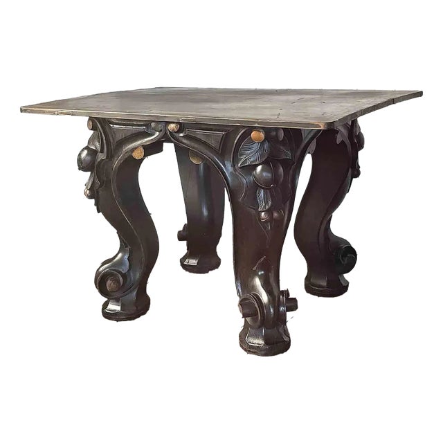 Side Table With Hand Carved Ornate Legs For Sale