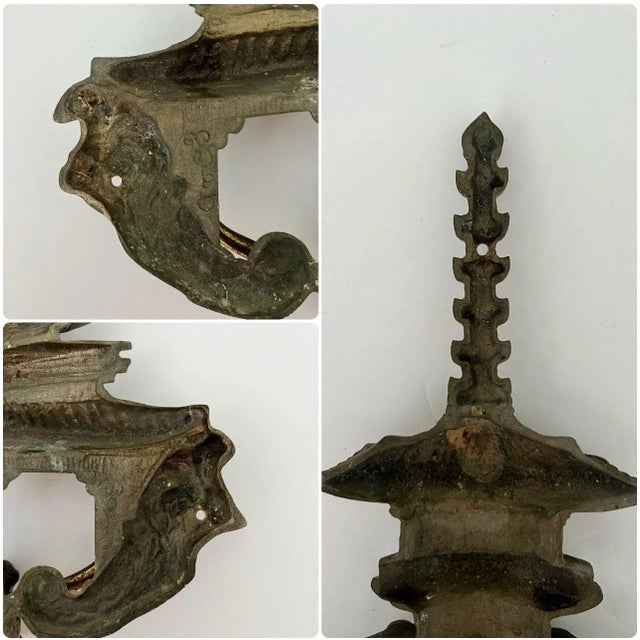 Vintage Large Chinoiserie Brass Pagoda Door Knocker of Distinction For Sale - Image 11 of 12