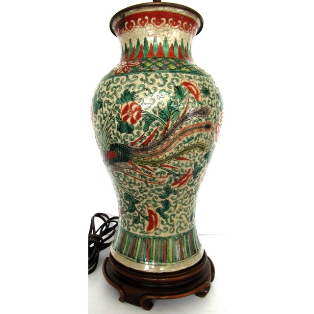 Antique Chinese Ming Dynasty Famille Verte Phoenix Vase Table Lamps - a Pair For Sale In Miami - Image 6 of 12