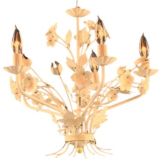 Petite Vintage French Country Painted Chandelier For Sale