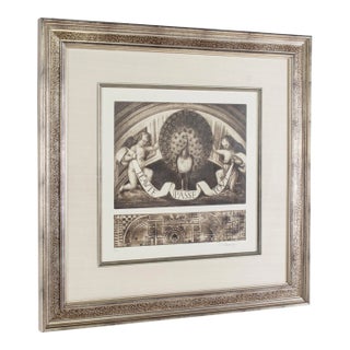 Peacock and Angels Framed Print - Signed D. Carney For Sale