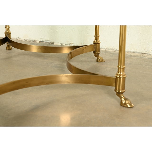 LaBarge Hollywood Regency Brass and Glass Hooved Feet Cocktail Table, Circa 1960s For Sale - Image 11 of 14