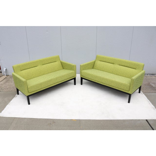 Mid-Century Modern Mid-Century Style Passerelle Upholstered 2-Seat Lounge Sofas by Coalesse, a Pair For Sale - Image 3 of 18