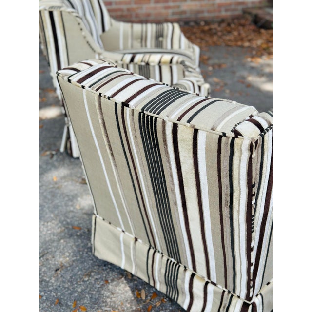 Transitional Vintage Pair of Club Chairs, Reupholstered For Sale - Image 3 of 8