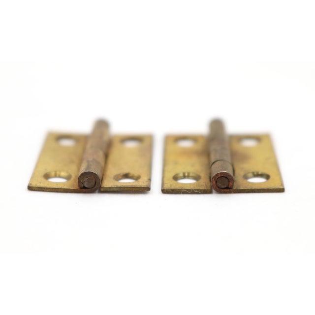 Pair of Vintage 0.687 X 0.937 In. Brass Cabinet Hinges For Sale - Image 4 of 4