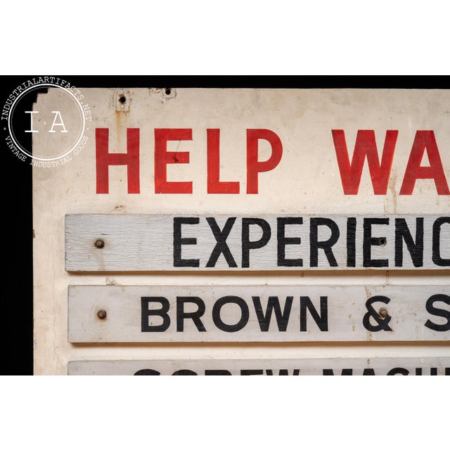 Industrial Vintage Hand-Painted Roseland Metal Products (Chicago) Help Wanted Sign For Sale - Image 3 of 15