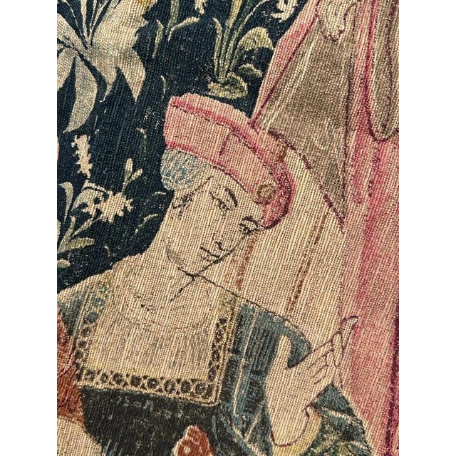 Vintage French Screen-Printed Tapestry with Gallant Parties Motif, 1960s For Sale - Image 10 of 18
