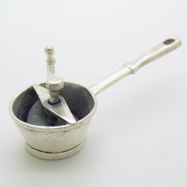Vintage Italian Handmade Sterling Silver 925 Moving Food Mill Passapomodori Miniature, Arezzo, 1970s For Sale - Image 11 of 11