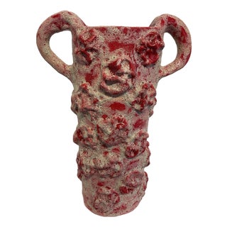Urn Sculptural Vase by Lynn Basa Lava Glaze For Sale