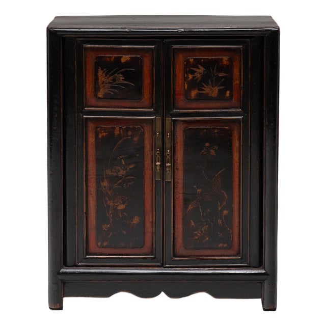 Chinese Petite Fujian Lacquer Cabinet, C. 1900 For Sale