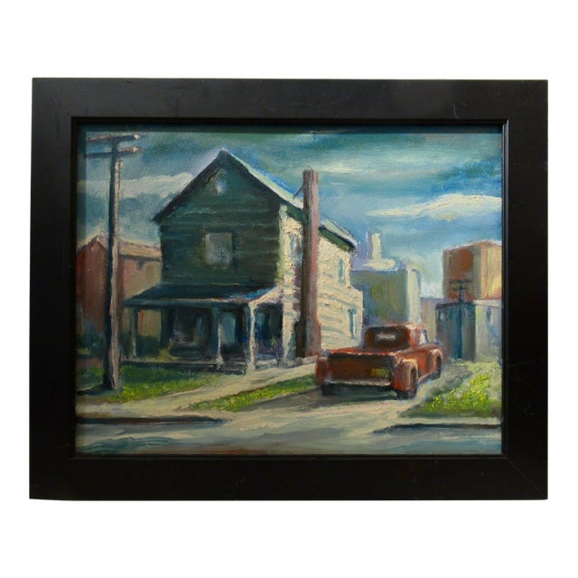 John Schweikhard Red Pick Up C. 1970 Painting For Sale