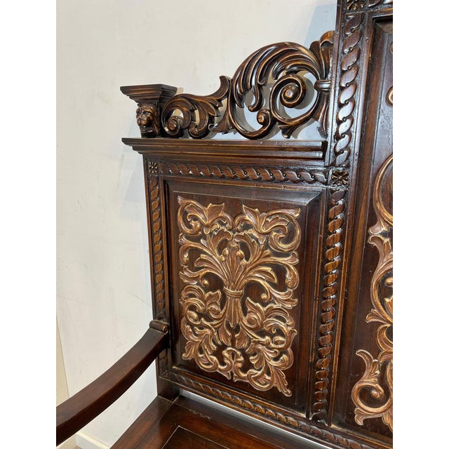 Victorian Carved Hall Bench with Storage Chest, 1800s For Sale - Image 5 of 9