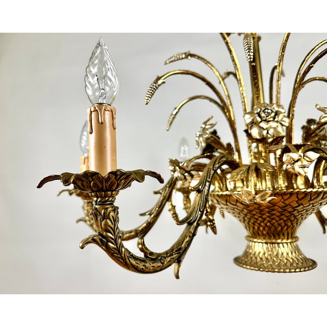 Metal Vintage French Bronze Chandelier, 1960s For Sale - Image 7 of 11