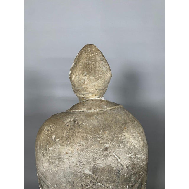 15th Century Limestone Sculpture of a Saintly Bishop - 95 cm - High Period Statue For Sale - Image 11 of 12