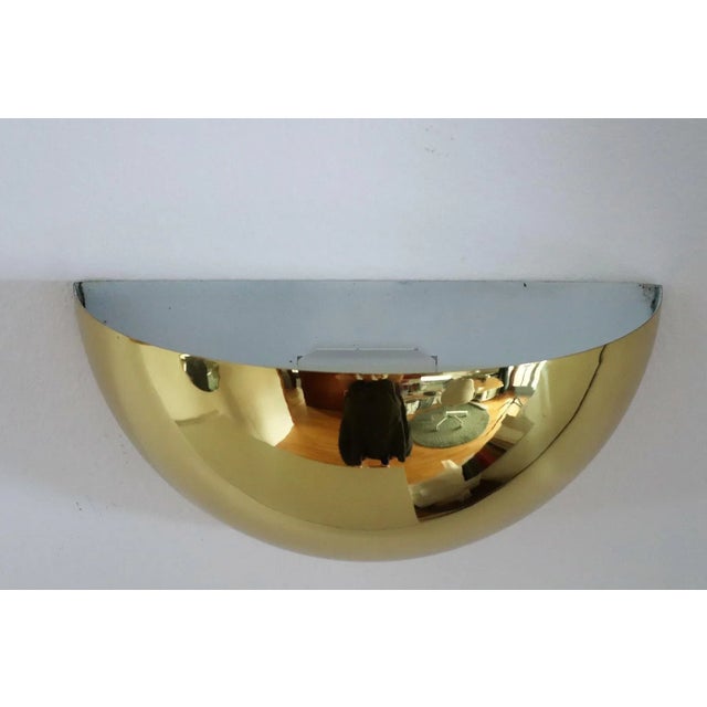 White Italian Half Moon Wall Sconces in Brass, 1960s, Set of 2 For Sale - Image 8 of 16