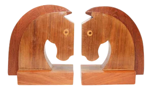 Art Deco Stylized Wood Horse Bust Bookends - A Pair