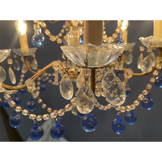 Glass Vintage Macaroni Blue Murano Glass Chandelier, 1950s For Sale - Image 7 of 13