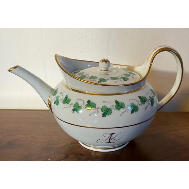 19th Century Antique Early 19th Century Vienna Porcelain Helmet Shape Tea Pot For Sale - Image 5 of 13