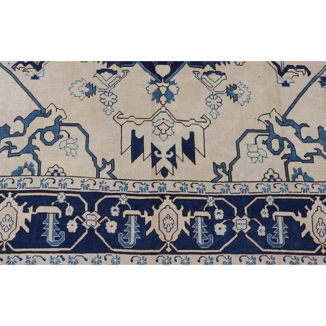 Navy Blue Oushak Vintage Rug With Traditional Medallion Design For Sale - Image 10 of 16