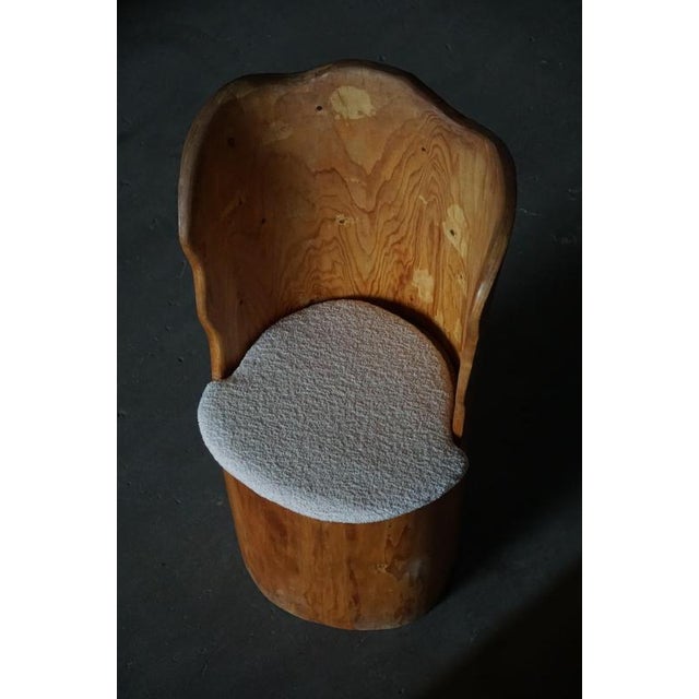 Mid-Century Modern Brutalist Swedish Stump Chair in Pine & Bouclé, 1970s For Sale - Image 13 of 17