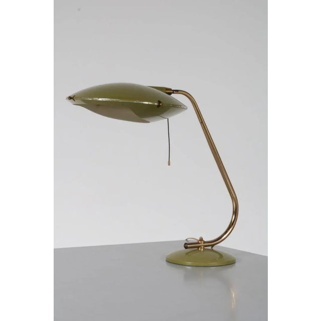 Lacquered Metal & Brass Table Lamp, 1950s For Sale - Image 10 of 10