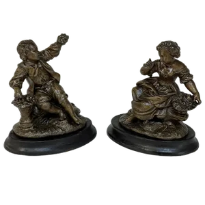 19th Century Petite Spelter Statues - Bookends - a Pair