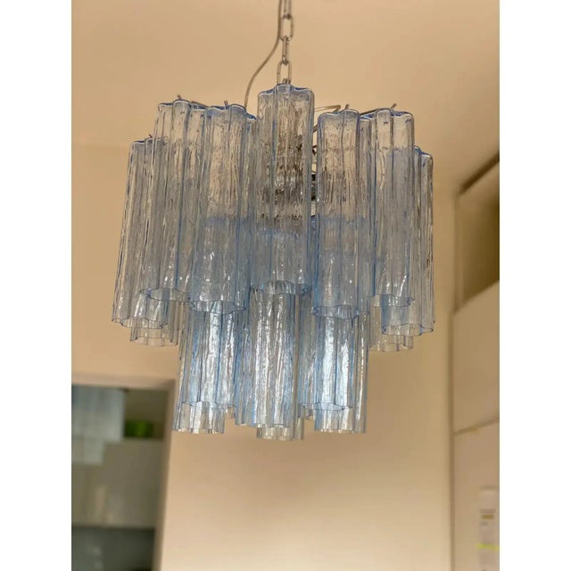 Blue Tronchi Murano Glass Chandelier in Venini Style by Simoeng For Sale - Image 4 of 13