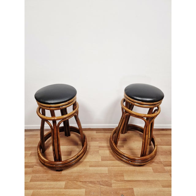 Vintage Bamboo Stools, 1970s, Set of 2 For Sale - Image 10 of 13