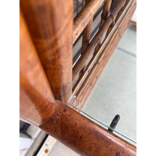 Brown Palm Beach Regency Style Pagoda Shape Bamboo Etagere For Sale - Image 8 of 9