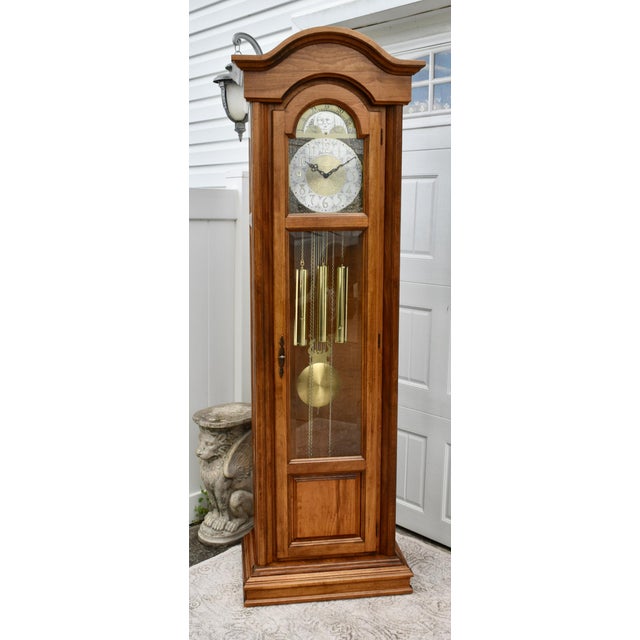 Wood Vintage Piper/Montogemery Ward Traditional Style Grandfathers Clock For Sale - Image 7 of 12