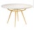 Stunning made goods dining table. Features a stunning pitted bottom metal bottom in gold. Beautiful linen with faux...