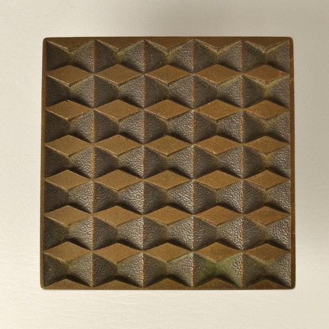Square Push and Pull Door Handle in Bronze in Diamond Relief, 1970s For Sale - Image 3 of 13