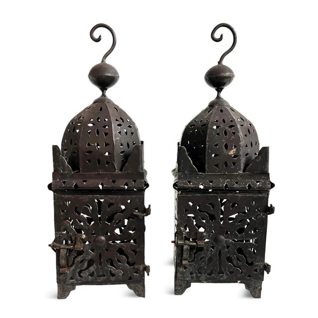Moroccan Small Kasbah Vintage Moroccan Iron Lantern For Sale - Image 3 of 4