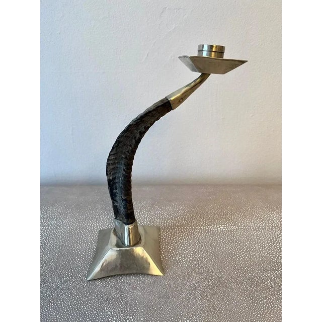 Ram's Horn and Silver Candle Stick Holder For Sale In Los Angeles - Image 6 of 10