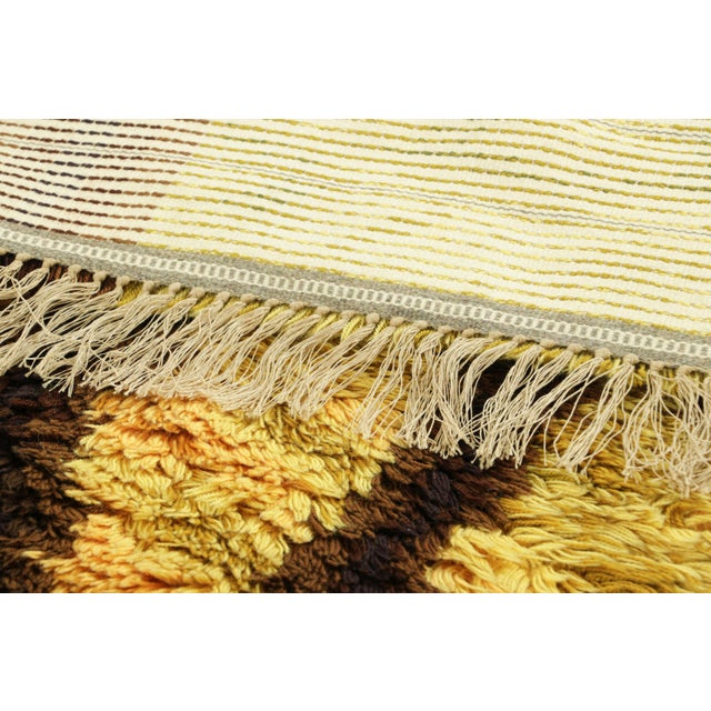 Yellow Vintage Swedish Rya Rug in Yellow and Brown With Tree Pictorial | Rug & Kilim For Sale - Image 8 of 8