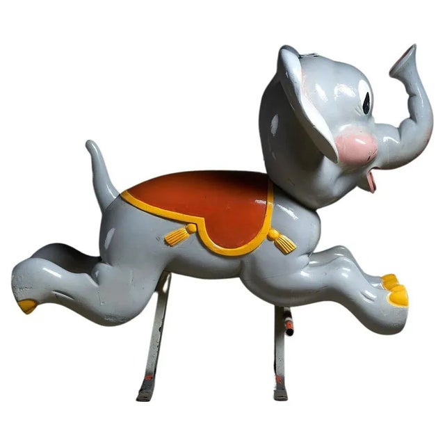 Vintage Carved Wood Elephant Carousel Figure by Bernard Kindt, 1960s For Sale - Image 10 of 10