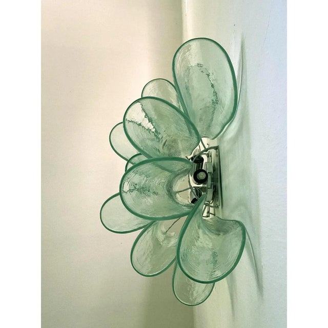 Italian Murano Glass Selle Sconces with Green Water Hue by Simoeng, Set of 2 For Sale - Image 9 of 13