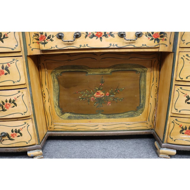 Venetian Style Hand-Painted Kneehole Desk For Sale - Image 13 of 18