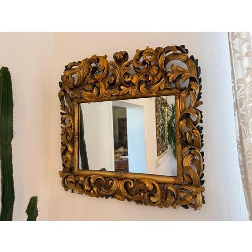 Florentine Wood Mirror with Acanthus Leaf Carvings For Sale - Image 6 of 15