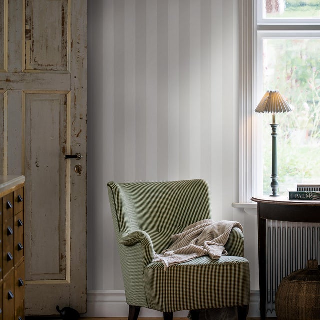Mid-Century Modern SAMPLE - Boråstapeter Falsterbo Stripe Wallpaper In Bone For Sale - Image 3 of 3