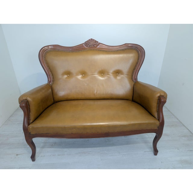 Chippendale Leather Two-Seater Sofa, 1960s For Sale - Image 10 of 17