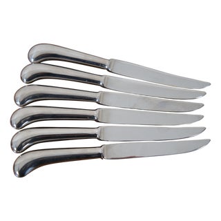 6 Vintage Hoffritz Sheffield England Silver Plate Stainless Fruit Knife Box Set For Sale