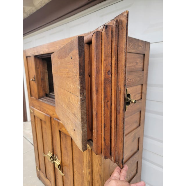 1930s Vintage Solid Oak Wood Ice Chest For Sale - Image 17 of 18