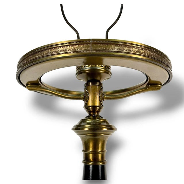 Metal Warren Kessler, New York, Neoclassical Brass and Black Toleware Column Lamp, C. 1970 For Sale - Image 7 of 11